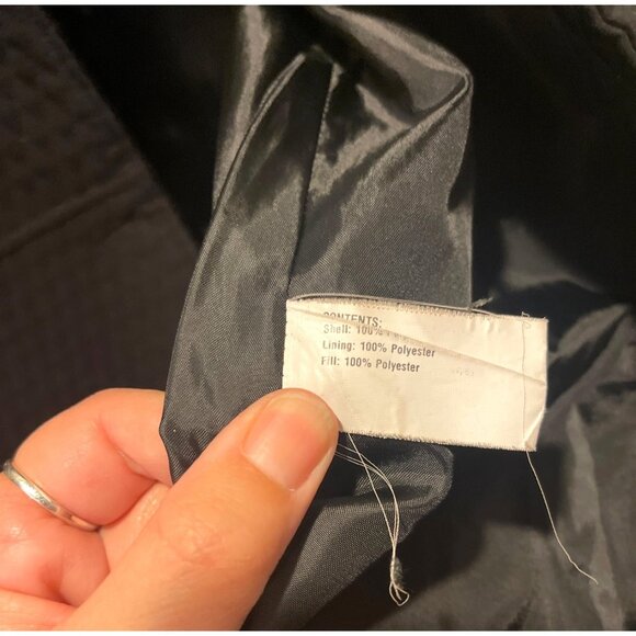 Gallery Womens Quilted Black Trench Coat Button-Front  Size L - Picture 10 of 13